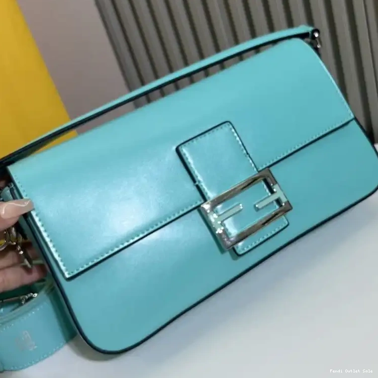 Affordable Baguette Fendi In Tiffany Smooth Bag Blue Leather Medium 0626